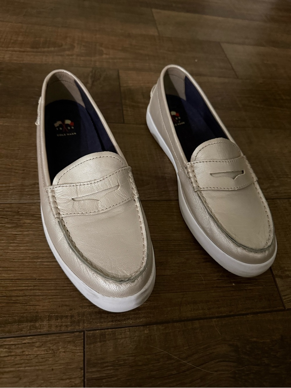 Cole Haan Metallic Beige Women’s Penny Loafers